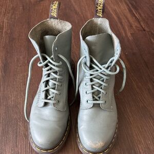 Dr. Martens 1460 Pascal  Virginia Teal Blue Leather Boot EU39 Y2K90s Moto Grunge